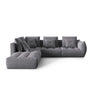 Bloom modulares 4-Sitzer Ecksofa Links, mit Bezug aus Samt (Casino Graphite) in Dunkelgrau, 316x310 cm – Bild 1