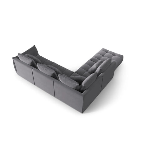 Bloom modulares 4-Sitzer Ecksofa Links, mit Bezug aus Samt (Casino Graphite) in Dunkelgrau, 316x310 cm – Bild 4