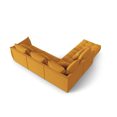 Bloom modulares 4-Sitzer Ecksofa Links, mit Bezug aus Samt (Casino Mostaza) in Gelb, 316x310 cm – Bild 4