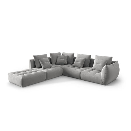 Bloom modulares 4-Sitzer Ecksofa Links, mit Bezug aus Samt (Casino Stone) in Grau, 316x310 cm – Bild 3