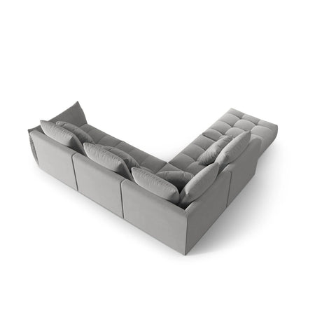 Bloom modulares 4-Sitzer Ecksofa Links, mit Bezug aus Samt (Casino Stone) in Grau, 316x310 cm – Bild 4
