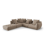 Bloom modulares 4-Sitzer Ecksofa Links, mit Bezug aus Samt (Casino Taupe) in Hellbraun, 316x310 cm – Bild 3