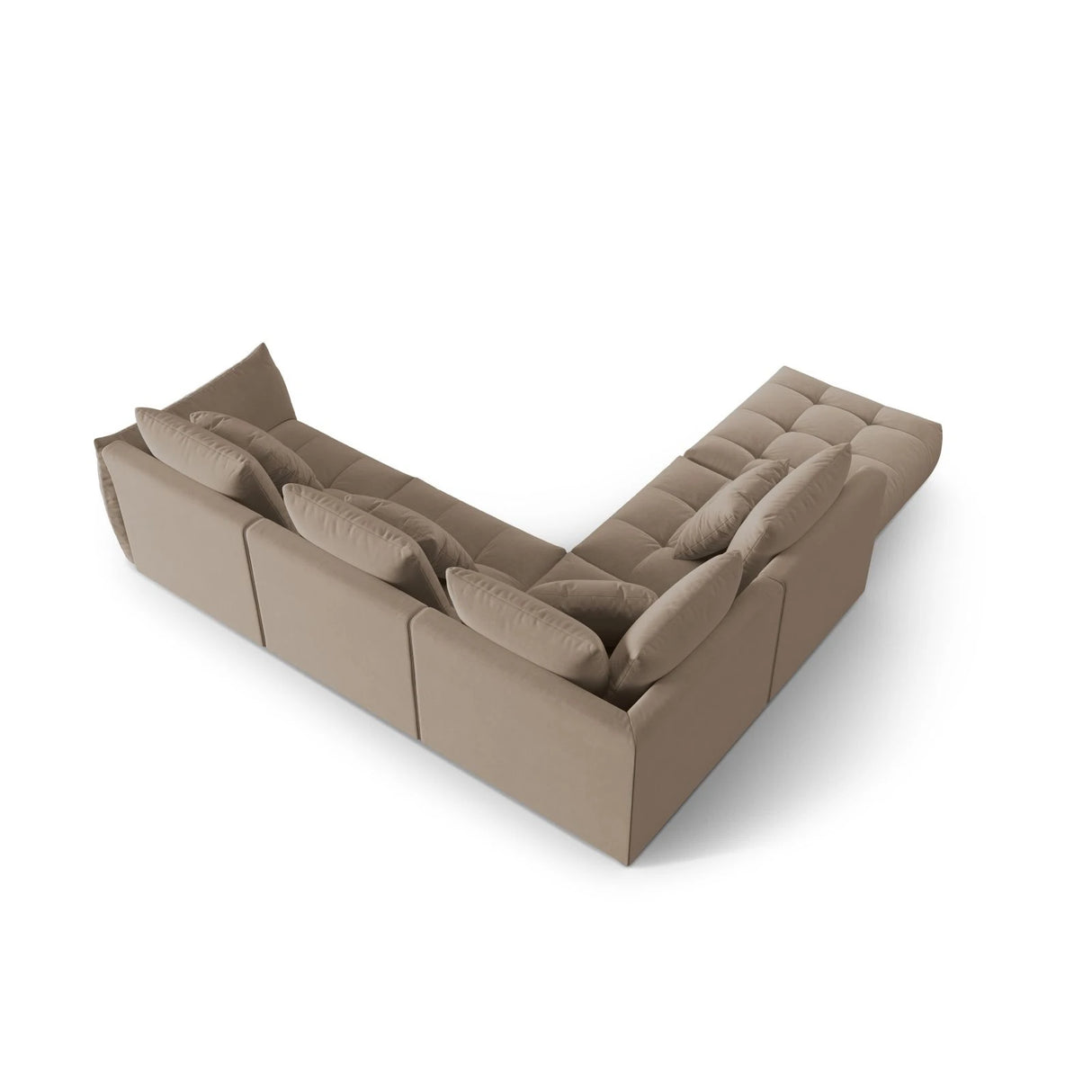 Bloom modulares 4-Sitzer Ecksofa Links, mit Bezug aus Samt (Casino Taupe) in Hellbraun, 316x310 cm – Bild 4