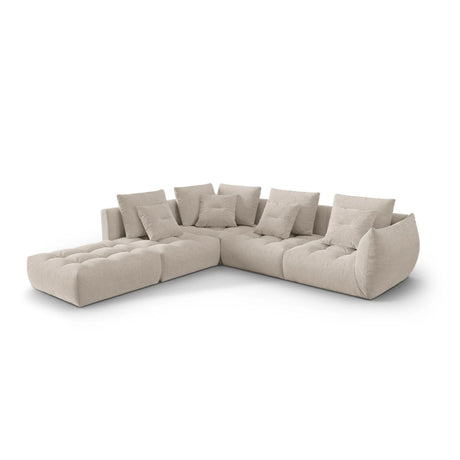 Bloom modulares 4-Sitzer Ecksofa Links, mit Bezug aus Strukturierter Stoff (City 05) in Dark Beige, 316x310 cm – Bild 3