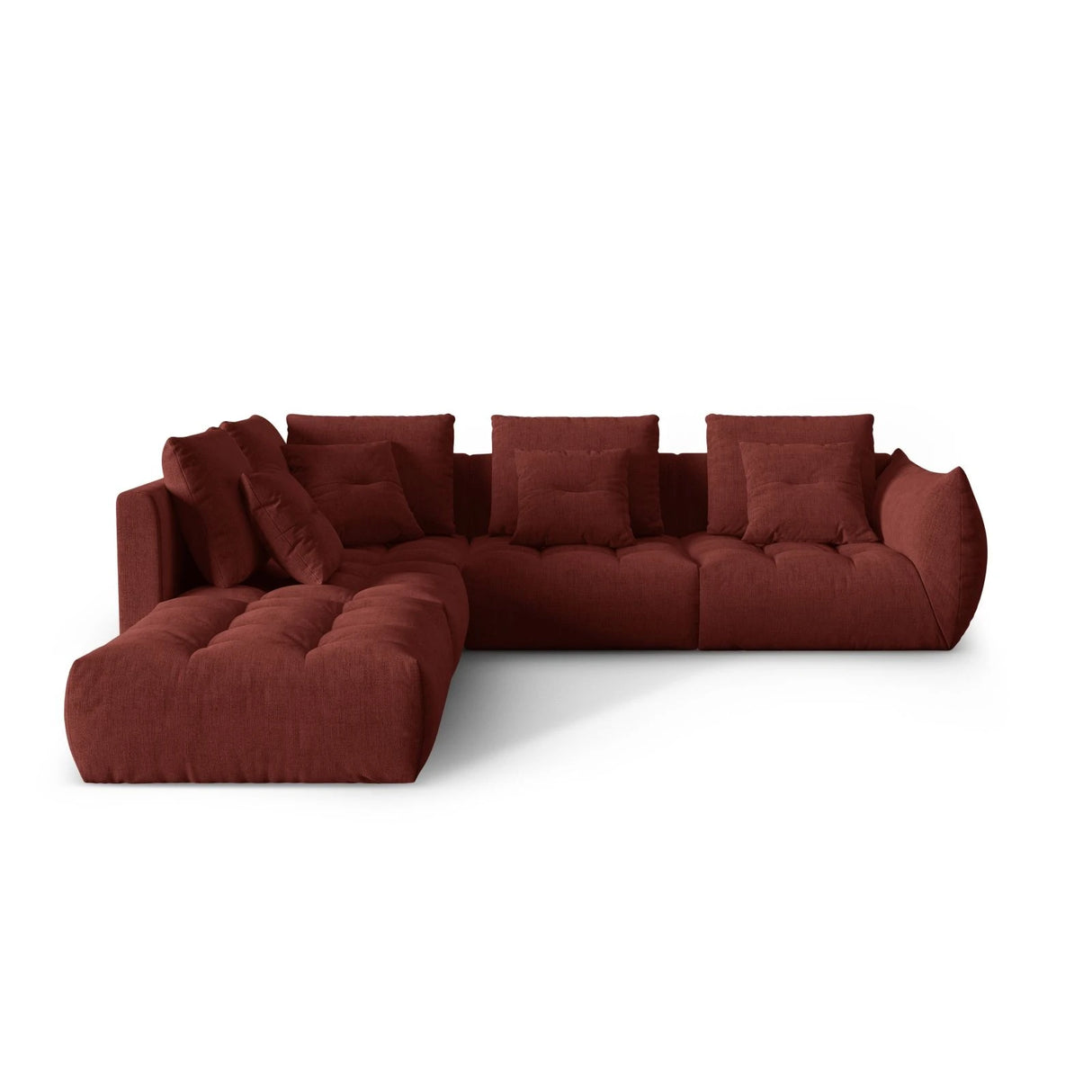 Bloom modulares 4-Sitzer Ecksofa Links, mit Bezug aus Strukturierter Stoff (City 56) in Red, 316x310 cm – Bild 1