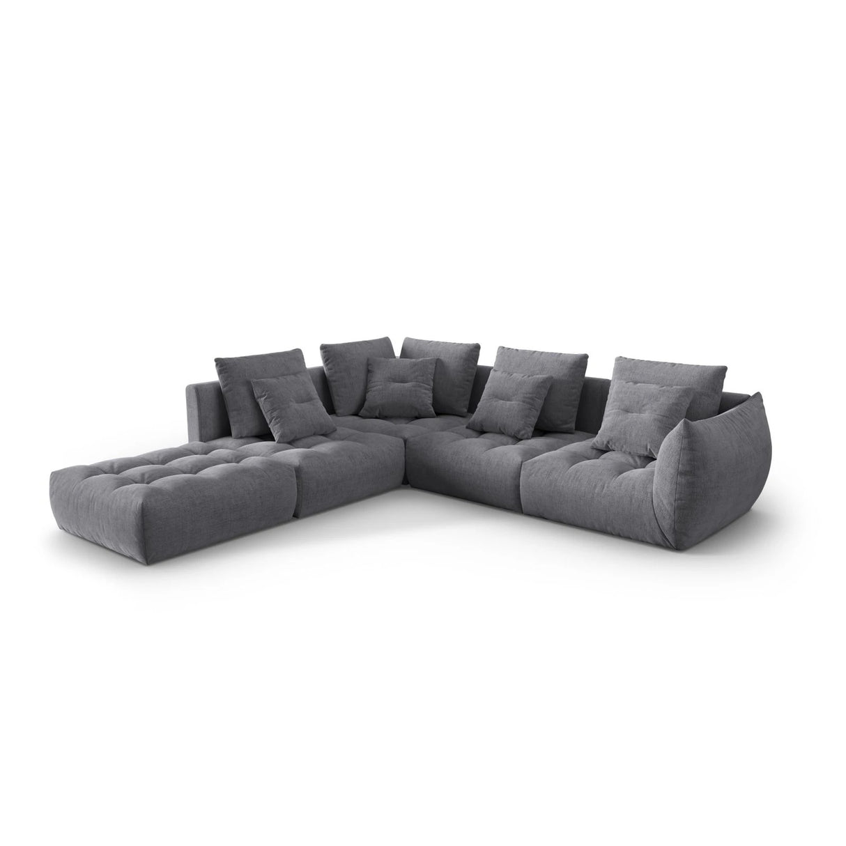 Bloom modulares 4-Sitzer Ecksofa Links, mit Bezug aus Strukturierter Stoff (City 86) in Grau, 316x310 cm – Bild 3