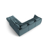 Bloom modulares 4-Sitzer Ecksofa Rechts, mit Bezug aus Samt (Casino Dark Blue) in Pastel Blue, 316x310 cm – Bild 4