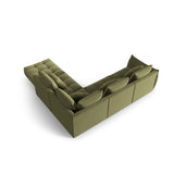 Bloom modulares 4-Sitzer Ecksofa Rechts, mit Bezug aus Samt (Casino Forest) in Hellgrün, 316x310 cm – Bild 4
