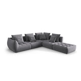 Bloom modulares 4-Sitzer Ecksofa Rechts, mit Bezug aus Samt (Casino Graphite) in Dunkelgrau, 316x310 cm – Bild 3