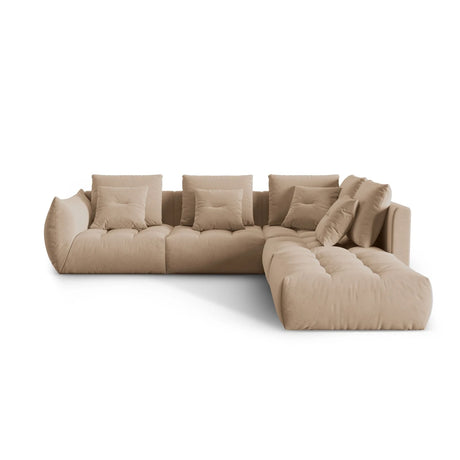 Bloom modulares 4-Sitzer Ecksofa Rechts, mit Bezug aus Samt (Casino Lion) in Sand, 316x310 cm – Bild 1
