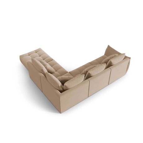 Bloom modulares 4-Sitzer Ecksofa Rechts, mit Bezug aus Samt (Casino Lion) in Sand, 316x310 cm – Bild 4