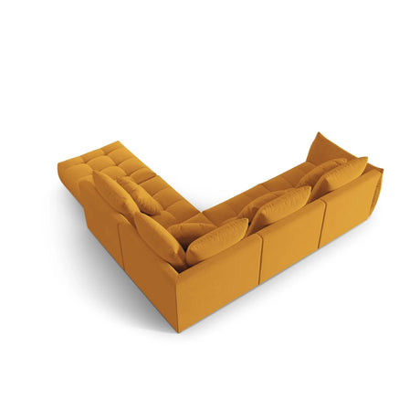 Bloom modulares 4-Sitzer Ecksofa Rechts, mit Bezug aus Samt (Casino Mostaza) in Gelb, 316x310 cm – Bild 4