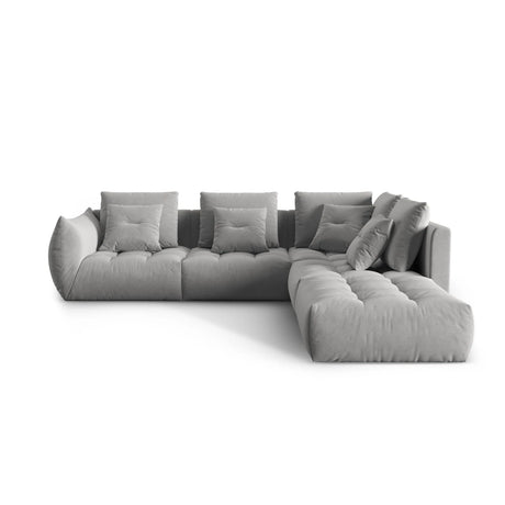 Bloom modulares 4-Sitzer Ecksofa Rechts, mit Bezug aus Samt (Casino Stone) in Grau, 316x310 cm – Bild 1