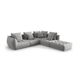 Bloom modulares 4-Sitzer Ecksofa Rechts, mit Bezug aus Samt (Casino Stone) in Grau, 316x310 cm – Bild 3