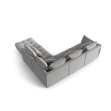 Bloom modulares 4-Sitzer Ecksofa Rechts, mit Bezug aus Samt (Casino Stone) in Grau, 316x310 cm – Bild 4
