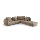 Bloom modulares 4-Sitzer Ecksofa Rechts, mit Bezug aus Samt (Casino Taupe) in Hellbraun, 316x310 cm – Bild 3