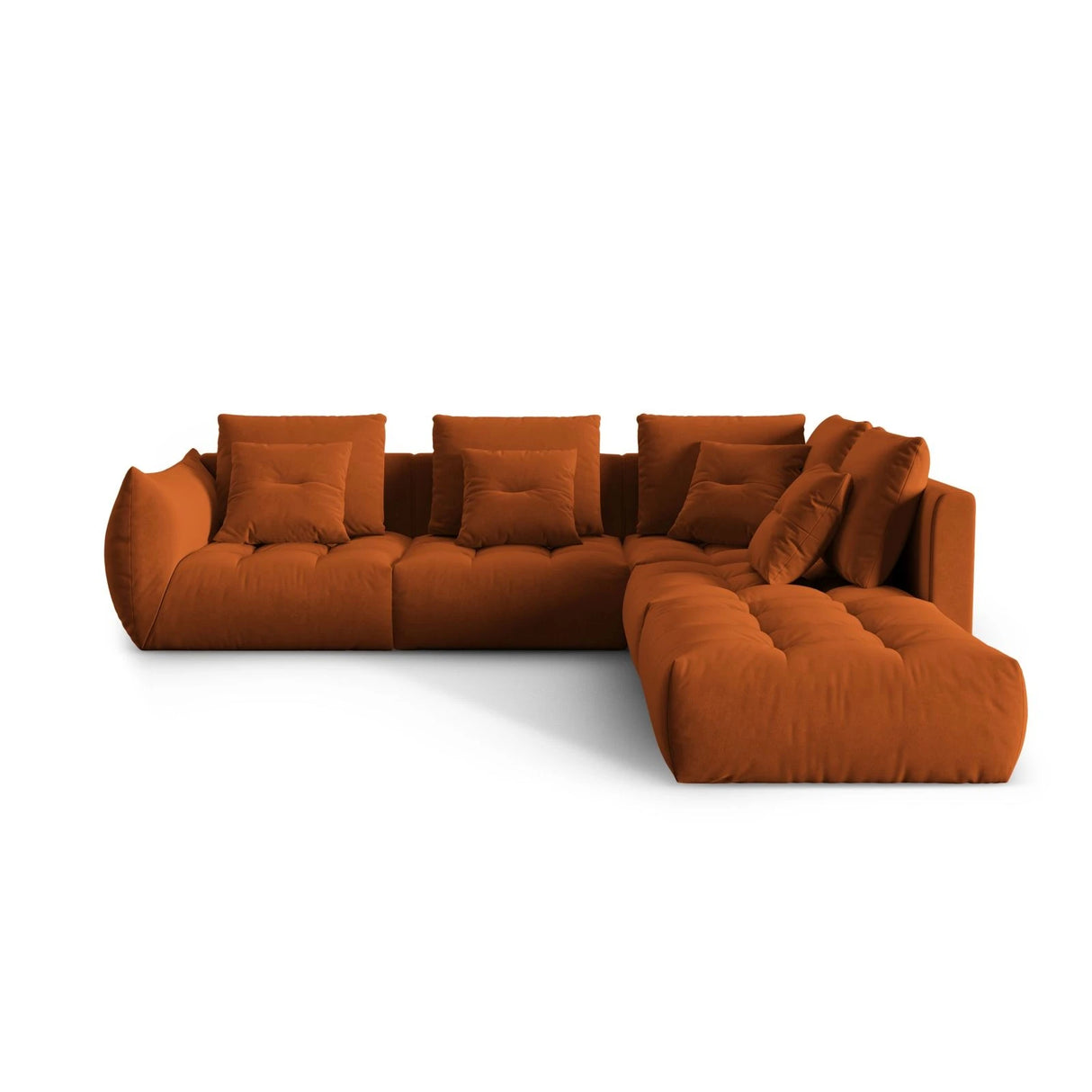 Bloom modulares 4-Sitzer Ecksofa Rechts, mit Bezug aus Samt (Casino Terracota) in Terrakotta, 316x310 cm – Bild 1