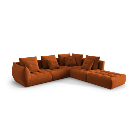 Bloom modulares 4-Sitzer Ecksofa Rechts, mit Bezug aus Samt (Casino Terracota) in Terrakotta, 316x310 cm – Bild 3