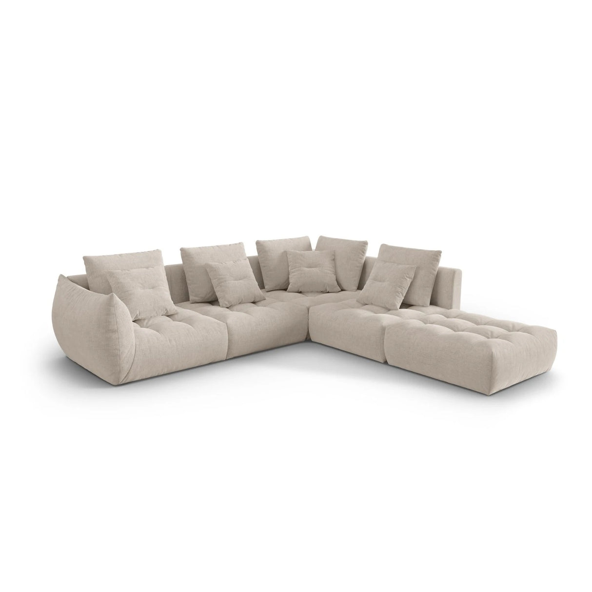 Bloom modulares 4-Sitzer Ecksofa Rechts, mit Bezug aus Strukturierter Stoff (City 05) in Dark Beige, 316x310 cm – Bild 3