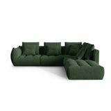 Bloom modulares 4-Sitzer Ecksofa Rechts, mit Bezug aus Strukturierter Stoff (City 36) in Moosgrün, 316x310 cm – Bild 1