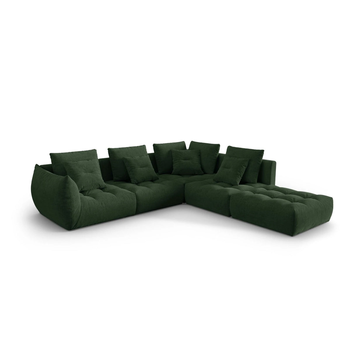 Bloom modulares 4-Sitzer Ecksofa Rechts, mit Bezug aus Strukturierter Stoff (City 36) in Moosgrün, 316x310 cm – Bild 3