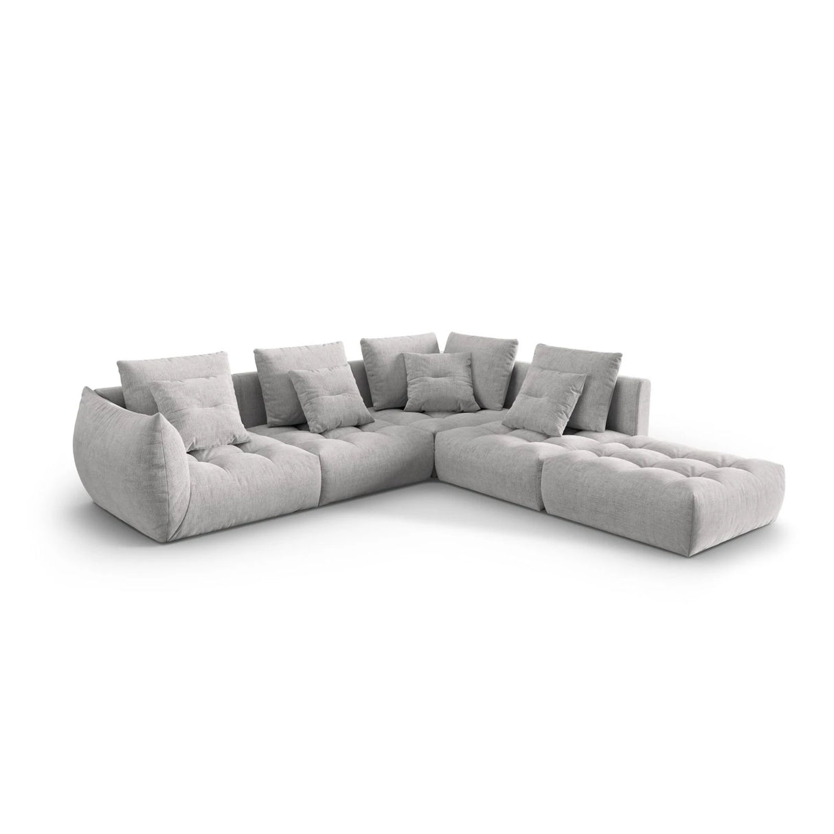 Bloom modulares 4-Sitzer Ecksofa Rechts, mit Bezug aus Strukturierter Stoff (City 83) in Silver, 316x310 cm – Bild 3