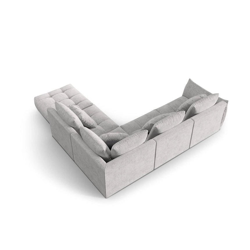 Bloom modulares 4-Sitzer Ecksofa Rechts, mit Bezug aus Strukturierter Stoff (City 83) in Silver, 316x310 cm – Bild 4