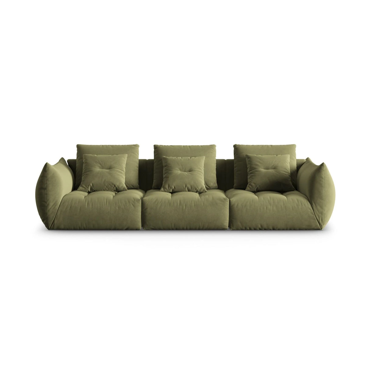Bloom modulares 4-Sitzer Sofa mit Bezug aus Samt (Casino Forest) in Hellgrün, 332x106 cm – Bild 1