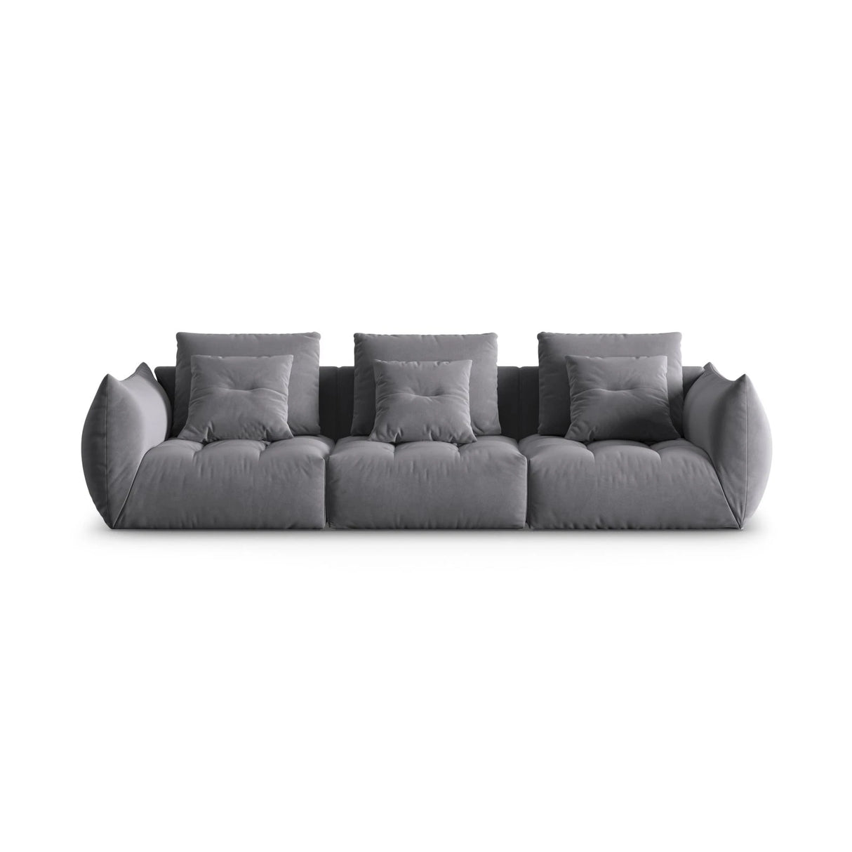 Bloom modulares 4-Sitzer Sofa mit Bezug aus Samt (Casino Graphite) in Dunkelgrau, 332x106 cm – Bild 1