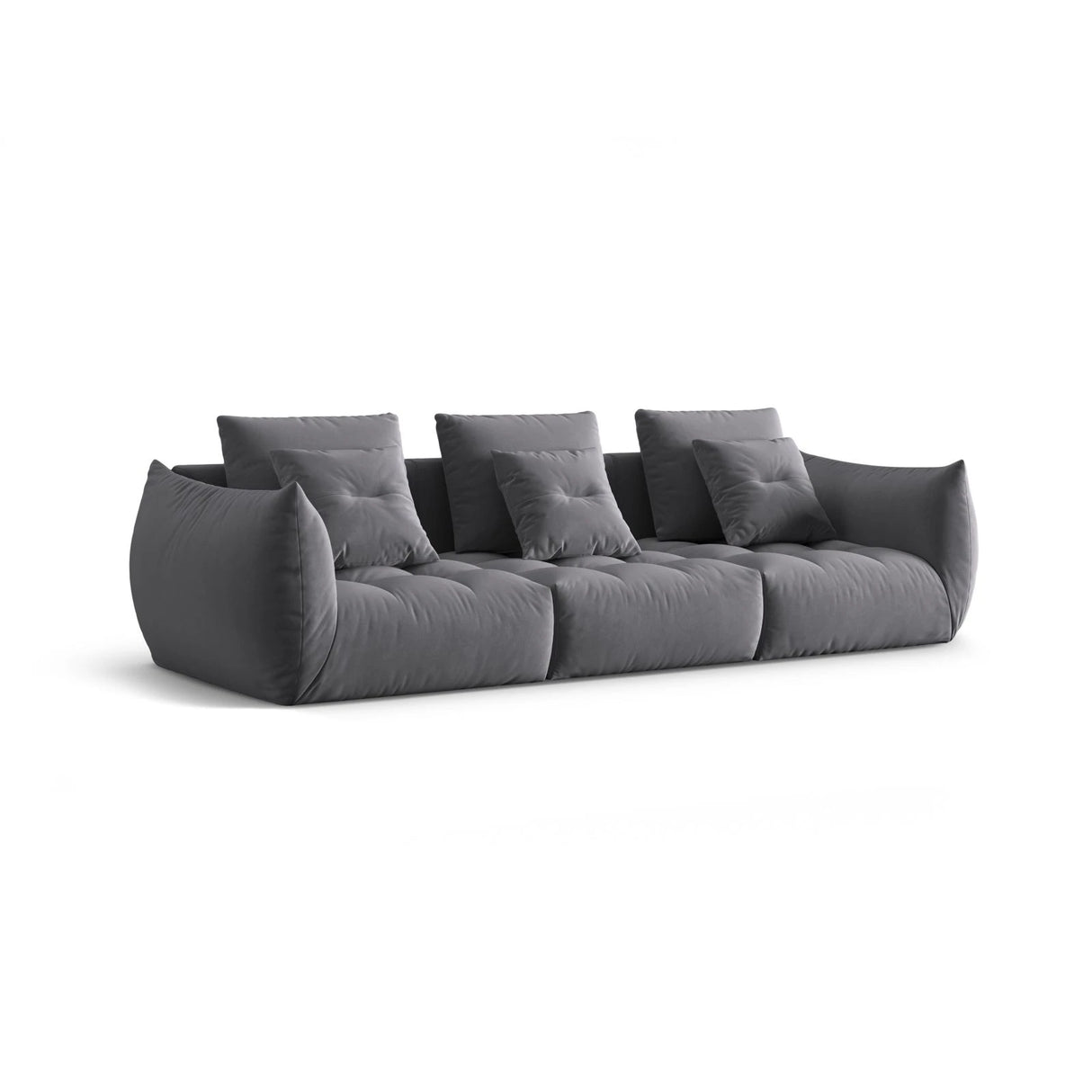 Bloom modulares 4-Sitzer Sofa mit Bezug aus Samt (Casino Graphite) in Dunkelgrau, 332x106 cm – Bild 3