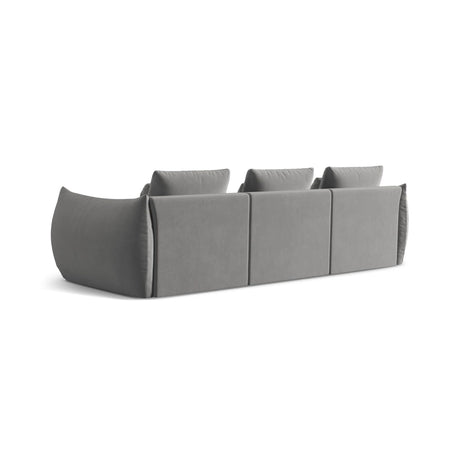 Bloom modulares 4-Sitzer Sofa mit Bezug aus Samt (Casino Stone) in Grau, 332x106 cm – Bild 4