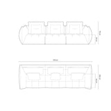 Bloom modulares 4-Sitzer Sofa mit Bezug aus Samt (Casino Taupe) in Hellbraun, 332x106 cm – Bild 2