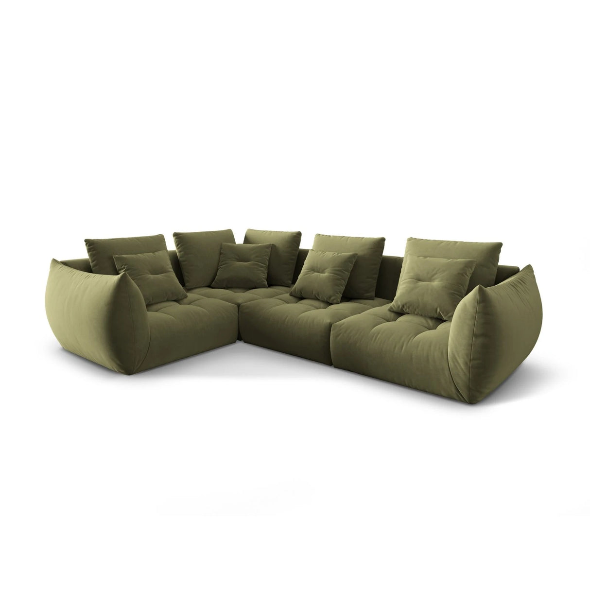 Bloom modulares 4-Sitzer Sofa mit Eckmodul Links, mit Bezug aus Samt (Casino Forest) in Hellgrün, 316x216 cm – Bild 3