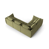 Bloom modulares 4-Sitzer Sofa mit Eckmodul Links, mit Bezug aus Samt (Casino Forest) in Hellgrün, 316x216 cm – Bild 4