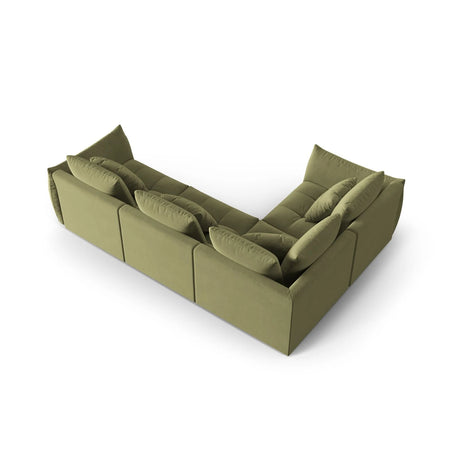 Bloom modulares 4-Sitzer Sofa mit Eckmodul Links, mit Bezug aus Samt (Casino Forest) in Hellgrün, 316x216 cm – Bild 4