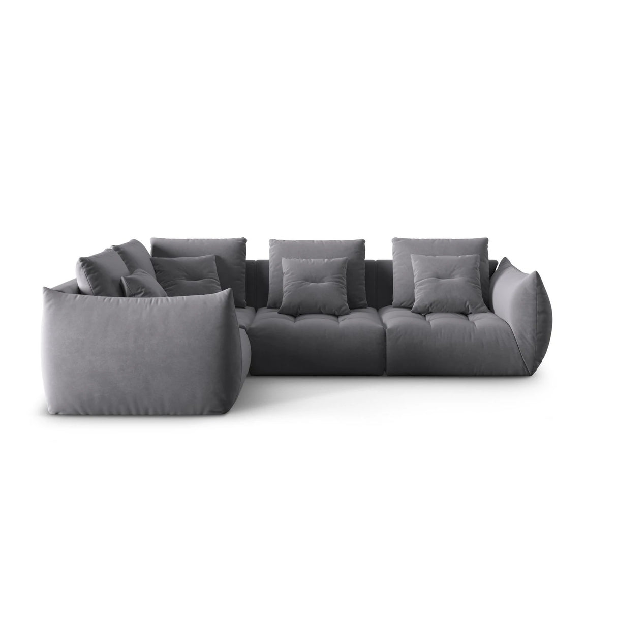 Bloom modulares 4-Sitzer Sofa mit Eckmodul Links, mit Bezug aus Samt (Casino Graphite) in Dunkelgrau, 316x216 cm – Bild 1