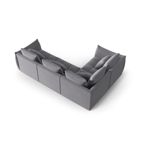 Bloom modulares 4-Sitzer Sofa mit Eckmodul Links, mit Bezug aus Samt (Casino Graphite) in Dunkelgrau, 316x216 cm – Bild 4