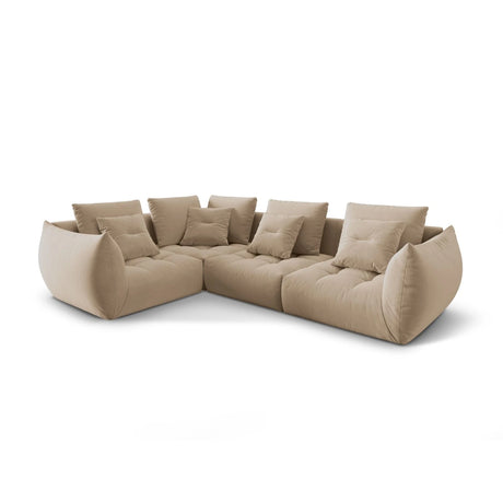Bloom modulares 4-Sitzer Sofa mit Eckmodul Links, mit Bezug aus Samt (Casino Lion) in Sand, 316x216 cm – Bild 3