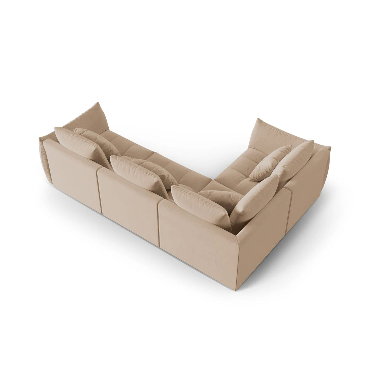 Bloom modulares 4-Sitzer Sofa mit Eckmodul Links, mit Bezug aus Samt (Casino Lion) in Sand, 316x216 cm – Bild 4