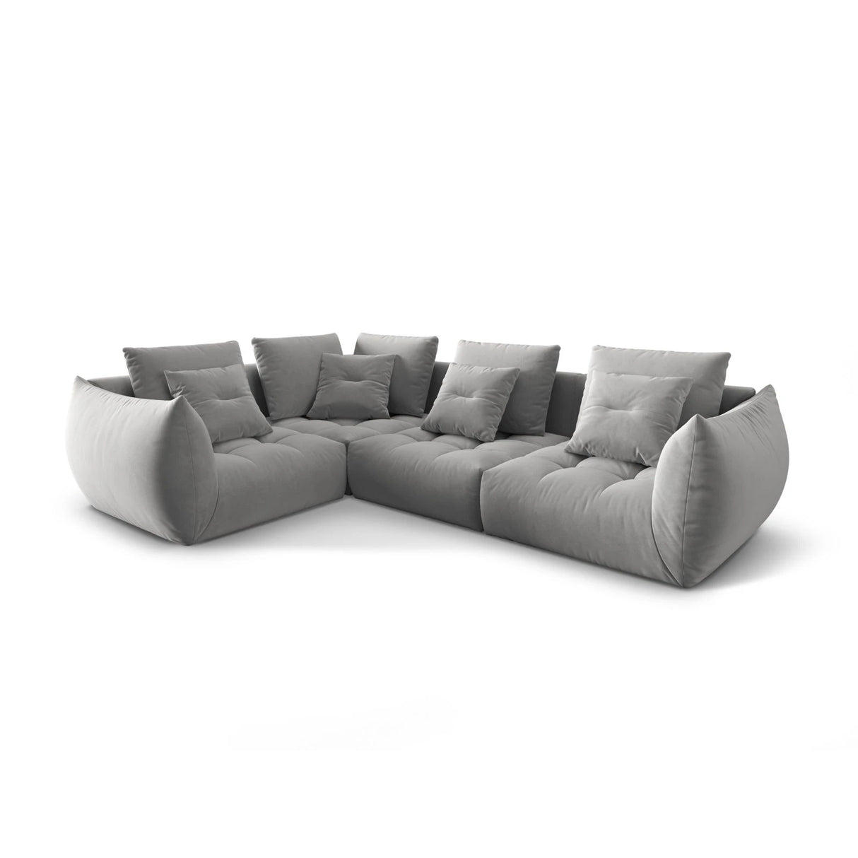 Bloom modulares 4-Sitzer Sofa mit Eckmodul Links, mit Bezug aus Samt (Casino Stone) in Grau, 316x216 cm – Bild 3