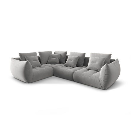 Bloom modulares 4-Sitzer Sofa mit Eckmodul Links, mit Bezug aus Samt (Casino Stone) in Grau, 316x216 cm – Bild 3