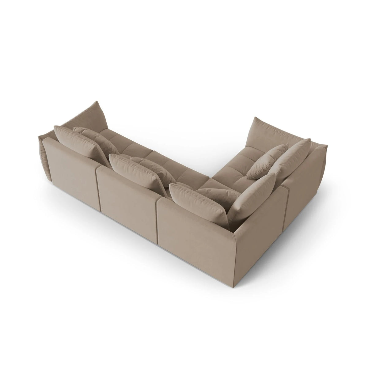 Bloom modulares 4-Sitzer Sofa mit Eckmodul Links, mit Bezug aus Samt (Casino Taupe) in Hellbraun, 316x216 cm – Bild 4