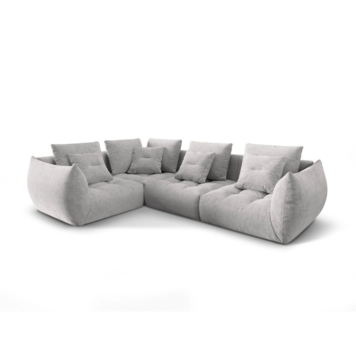 Bloom modulares 4-Sitzer Sofa mit Eckmodul Links, mit Bezug aus Strukturierter Stoff (City 83) in Silver, 316x216 cm – Bild 3