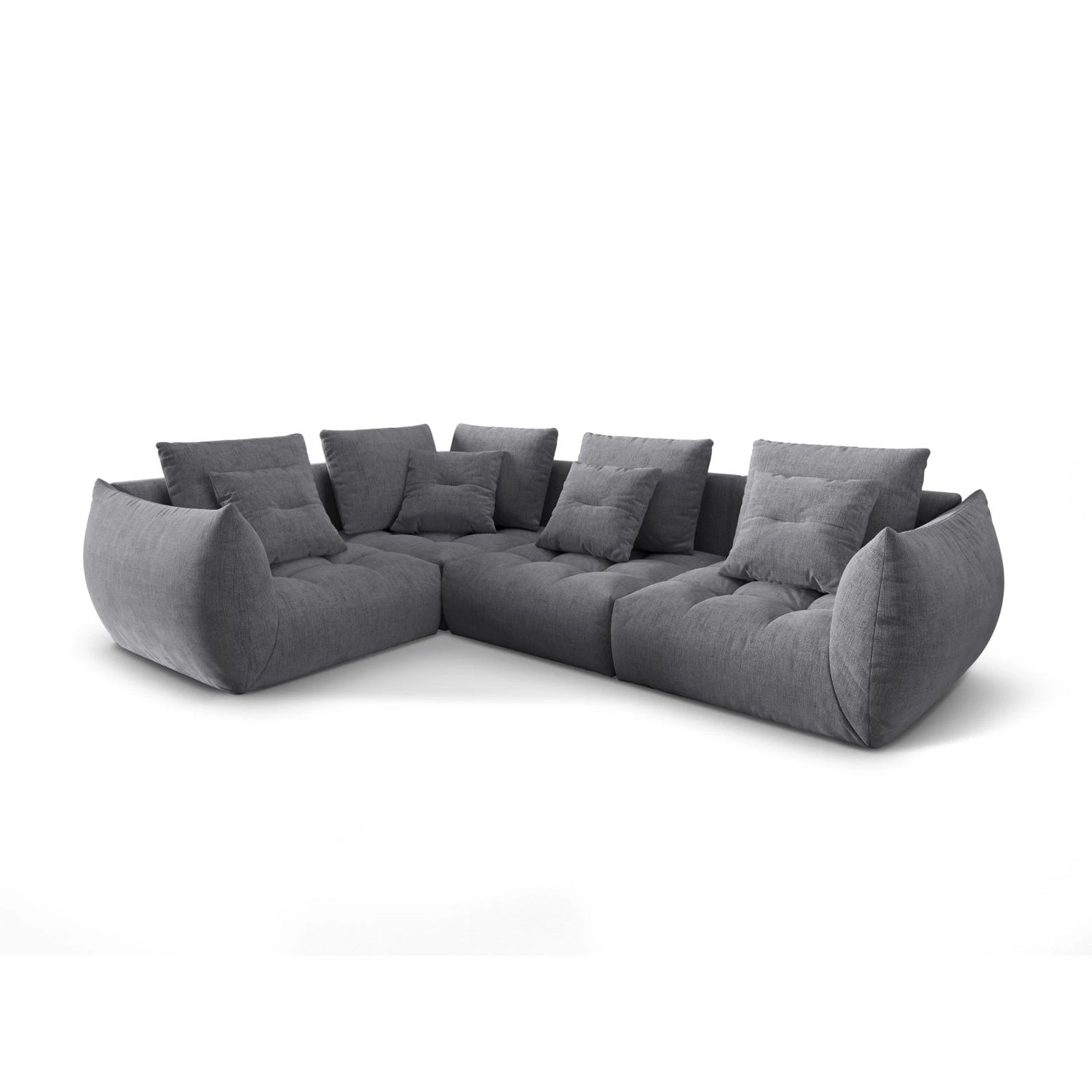Bloom modulares 4-Sitzer Sofa mit Eckmodul Links, mit Bezug aus Strukturierter Stoff (City 86) in Grau, 316x216 cm – Bild 3