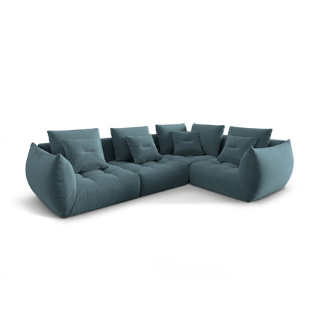 Bloom modulares 4-Sitzer Sofa mit Eckmodul Rechts, mit Bezug aus Samt (Casino Dark Blue) in Pastel Blue, 316x216 cm – Bild 3