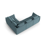 Bloom modulares 4-Sitzer Sofa mit Eckmodul Rechts, mit Bezug aus Samt (Casino Dark Blue) in Pastel Blue, 316x216 cm – Bild 4