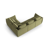 Bloom modulares 4-Sitzer Sofa mit Eckmodul Rechts, mit Bezug aus Samt (Casino Forest) in Hellgrün, 316x216 cm – Bild 4