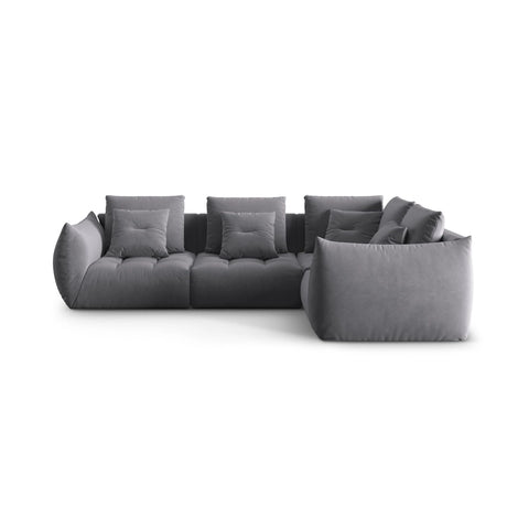 Bloom modulares 4-Sitzer Sofa mit Eckmodul Rechts, mit Bezug aus Samt (Casino Graphite) in Dunkelgrau, 316x216 cm – Bild 1
