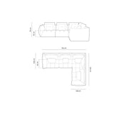 Bloom modulares 4-Sitzer Sofa mit Eckmodul Rechts, mit Bezug aus Samt (Casino Graphite) in Dunkelgrau, 316x216 cm – Bild 2
