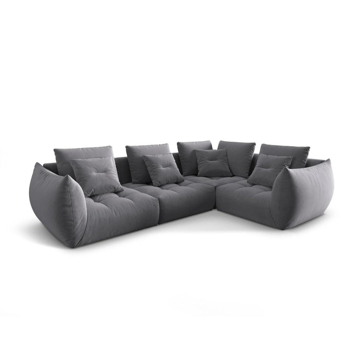 Bloom modulares 4-Sitzer Sofa mit Eckmodul Rechts, mit Bezug aus Samt (Casino Graphite) in Dunkelgrau, 316x216 cm – Bild 3